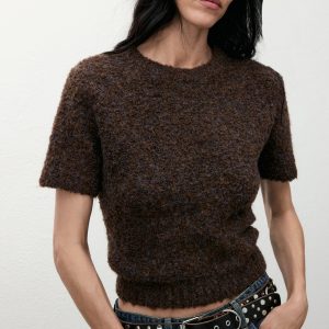 Bouclé short-sleeved sweater