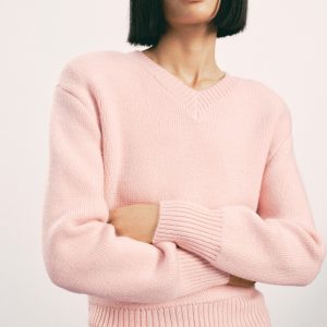 V-neck knit sweater