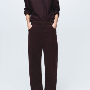 Wide-leg low-rise corduroy jeans