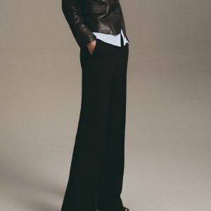 Seam-detail straight-fit pants