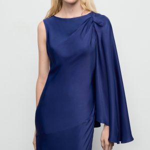 Asymmetrical satin dress