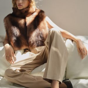 Straight-leg pleated denim trousers