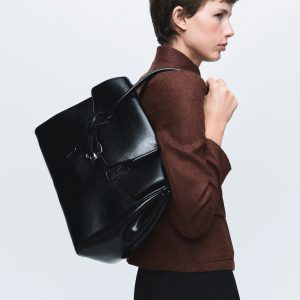 Wool jacket with band collar and pockets