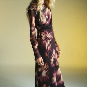 Tie-dye ruched dress