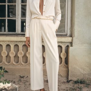 Straight-fit pleated pants