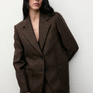 Speckled wool suit jacket