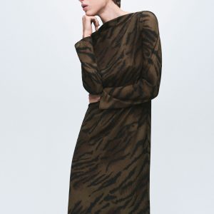 Satin animal-print dress