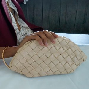 Braided leather clutch bag