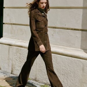 100% suede flared pants