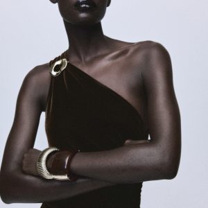 Velvet jumpsuit with metallic detail