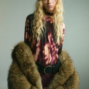 Tie-dye turtleneck blouse