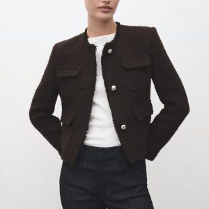 Tweed jacket with frayed ends