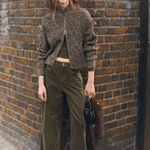 Speckled zip-up cardigan