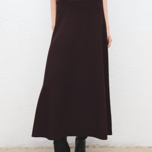 Wool-blend knitted skirt