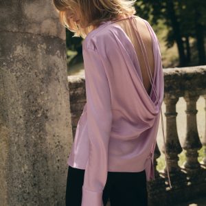 Satin blouse with draped back