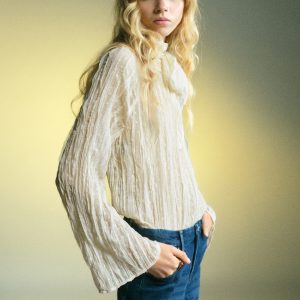 Bow textured blouse