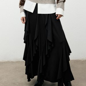 Asymmetrical ruffled skirt